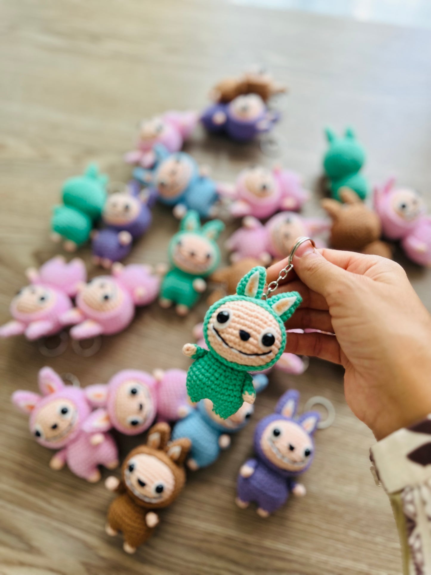 Labubu inspired crochet keychain. cute monster keychain.