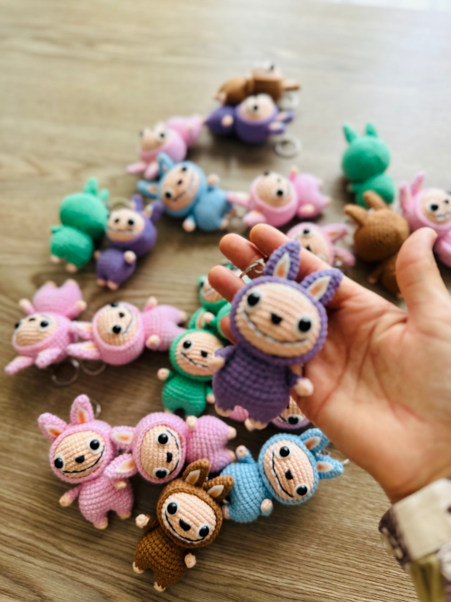 Labubu inspired crochet keychain. cute monster keychain.