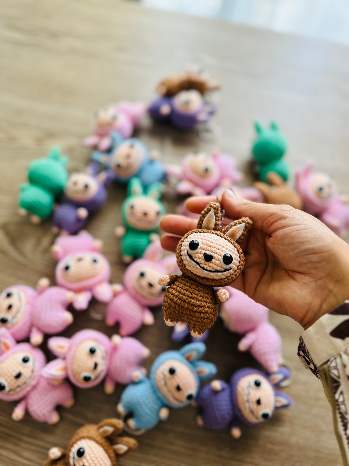 Labubu inspired crochet keychain. cute monster keychain.