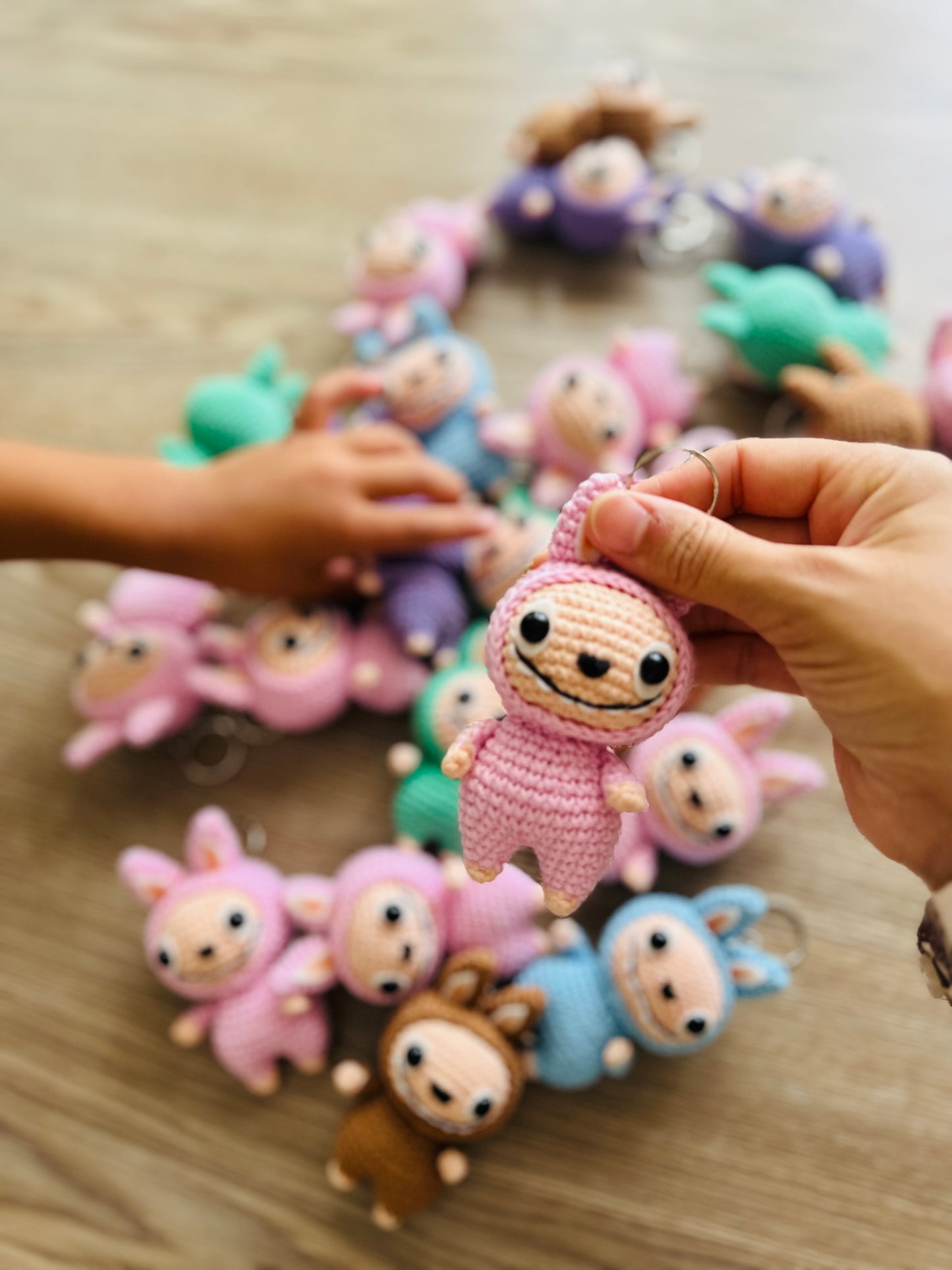 Labubu inspired crochet keychain. cute monster keychain.