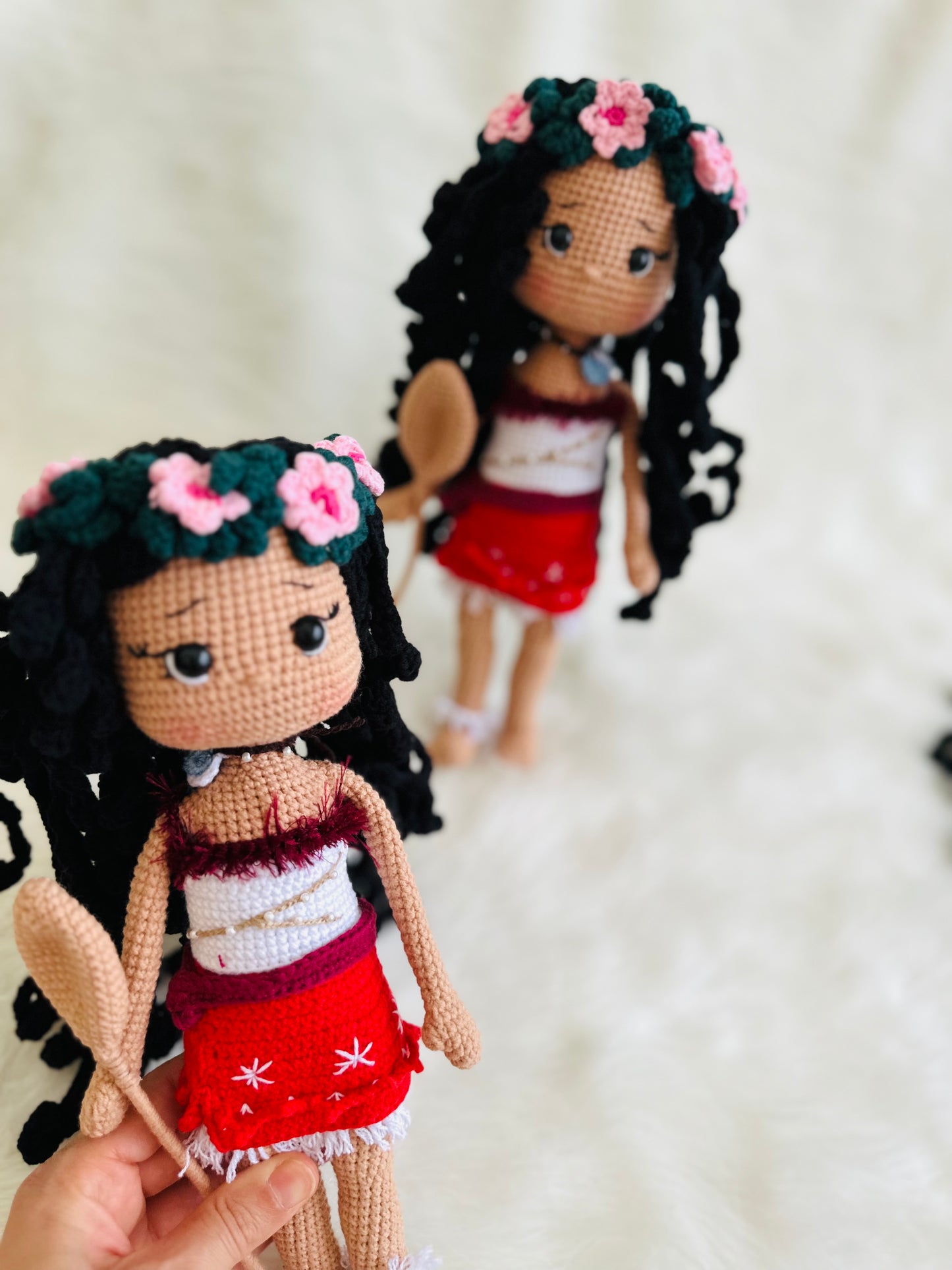 Moana Inspired crochet doll, Hawaii crochet doll.