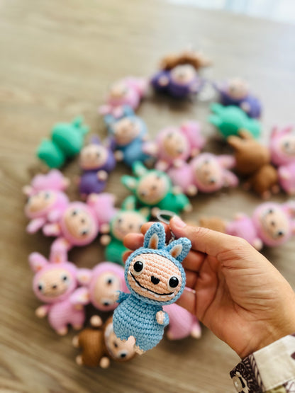 Labubu inspired crochet keychain. cute monster keychain.