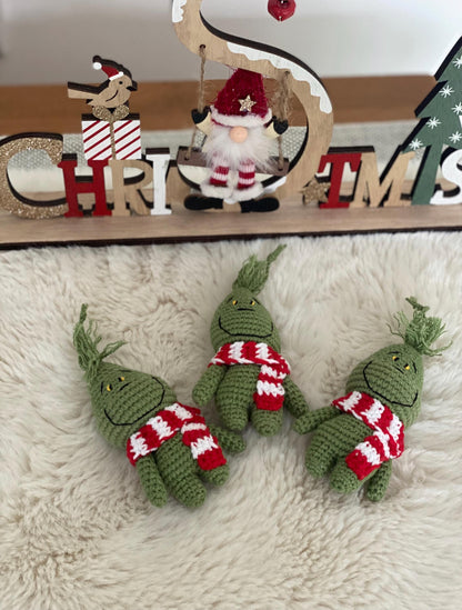 Crochet Grinch Tree Decoration– Playful Holiday Charm