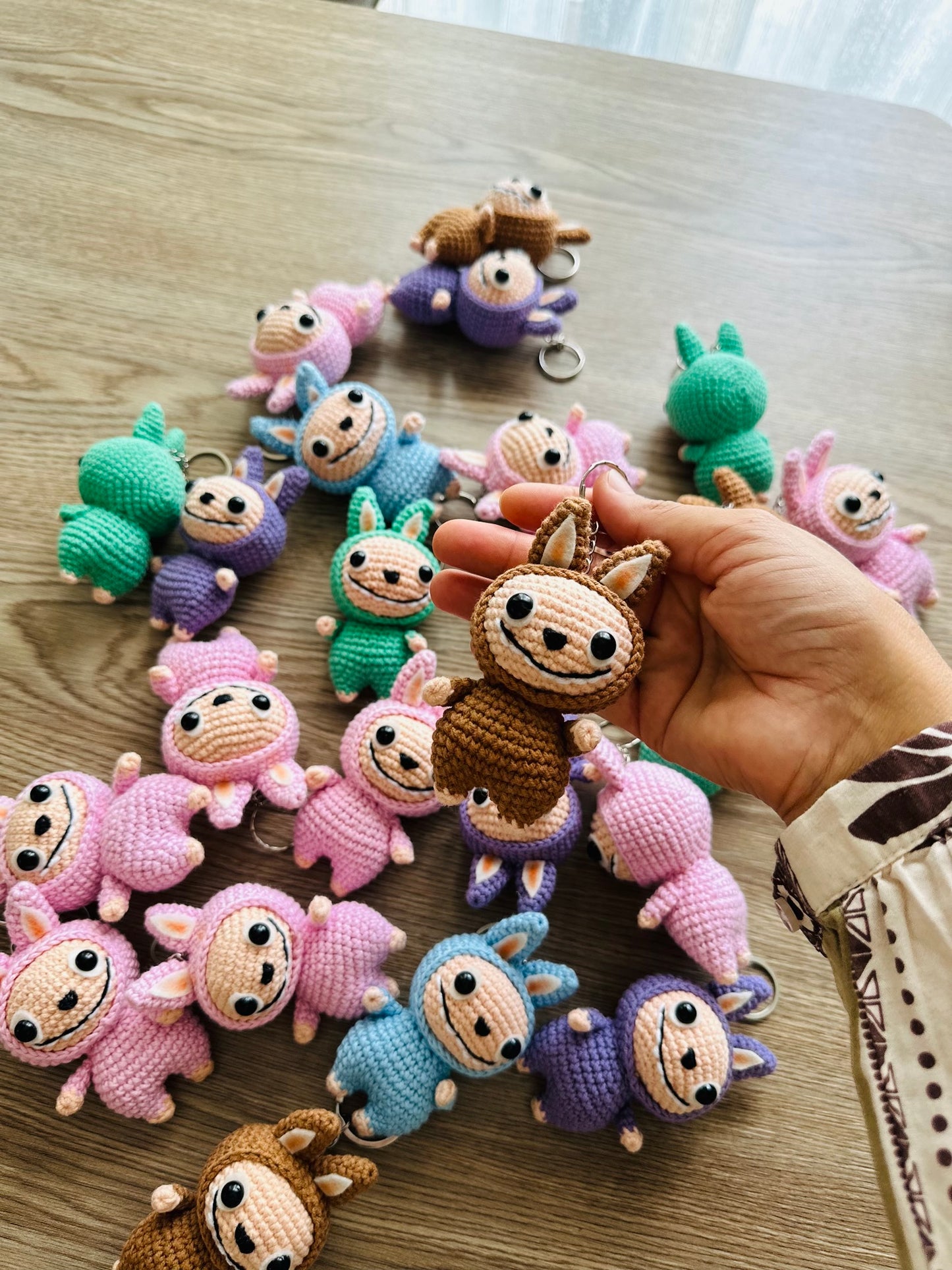 Labubu inspired crochet keychain. cute monster keychain.