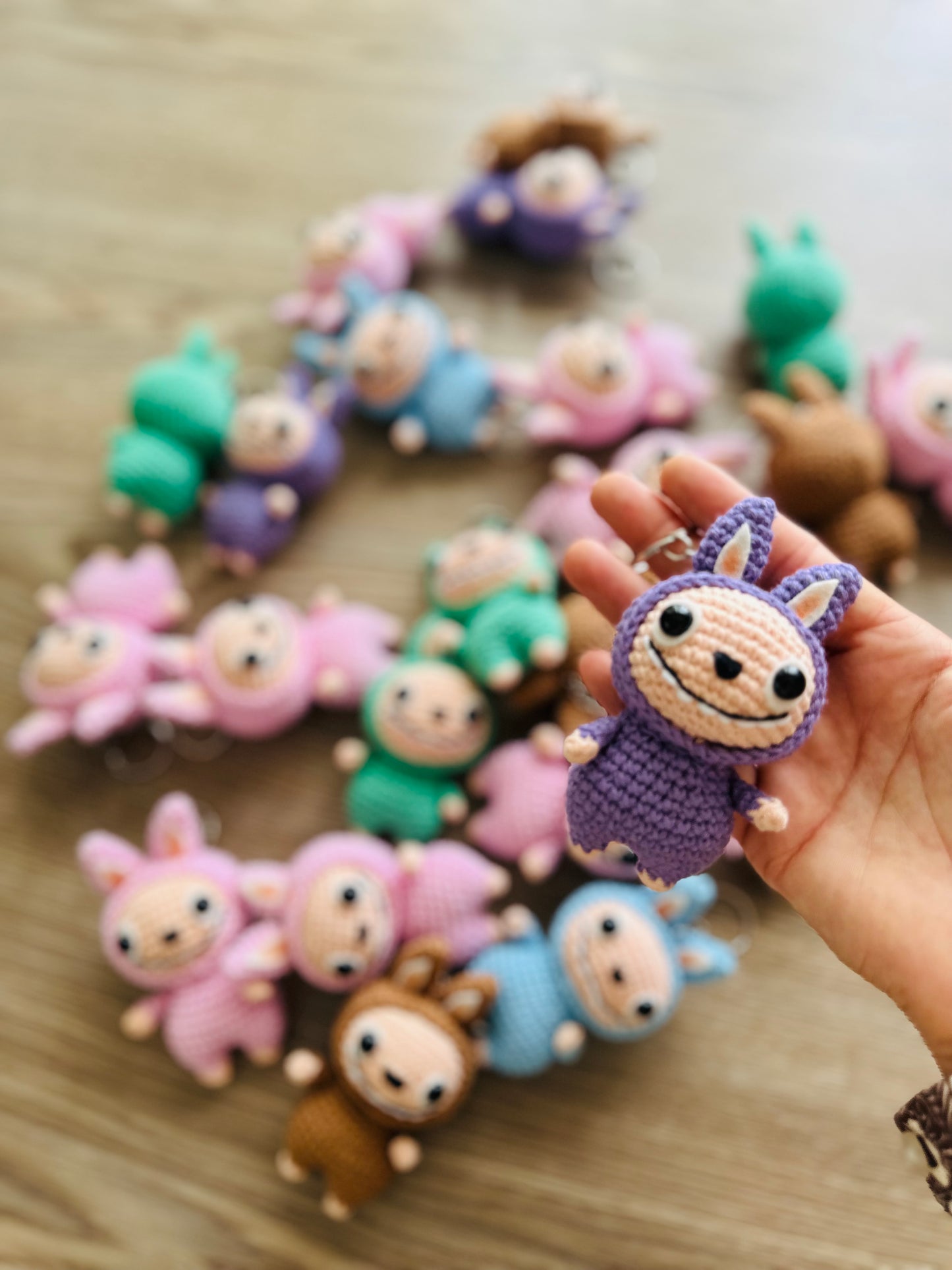 Labubu inspired crochet keychain. cute monster keychain.