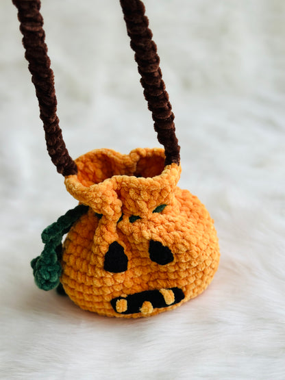 Crochet pumpkin bag , hallowen handmade candy bag