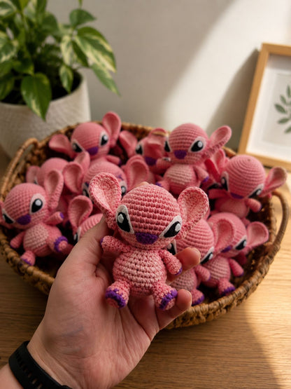 Stitch/Angel crochet keychain