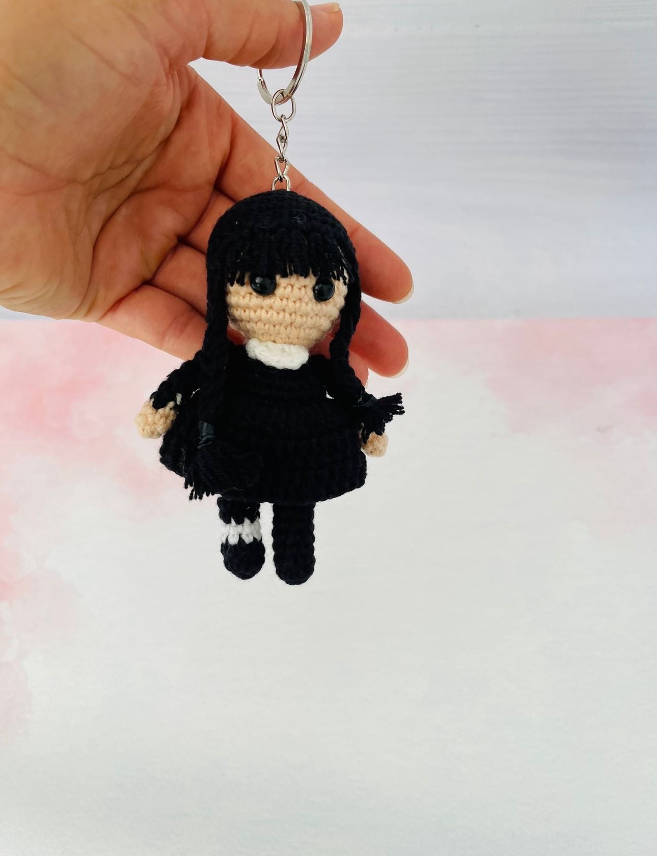 Wednesday keychain. Crochet Wednesday gift