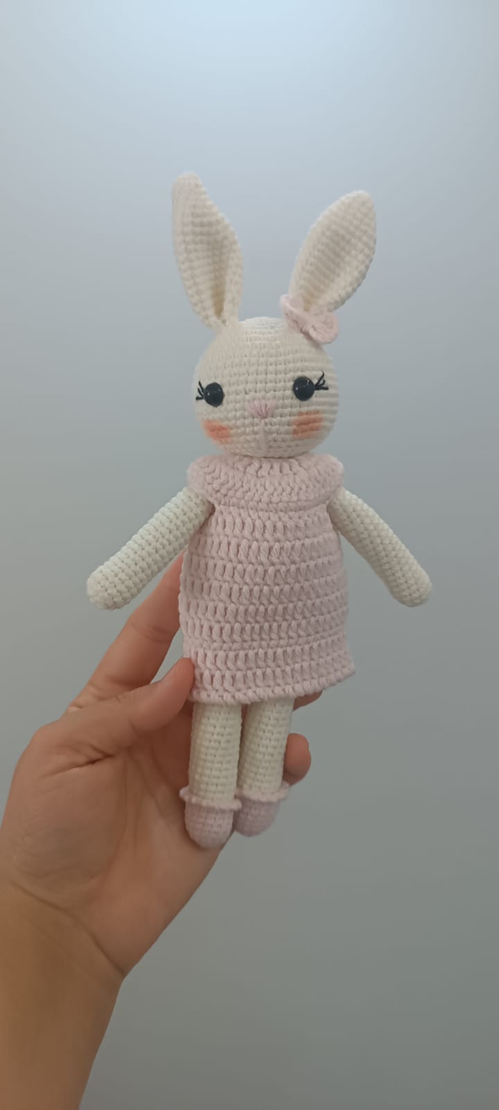 Sweet pastel crochet bunnies, ideal as keepsakes for babies and children.