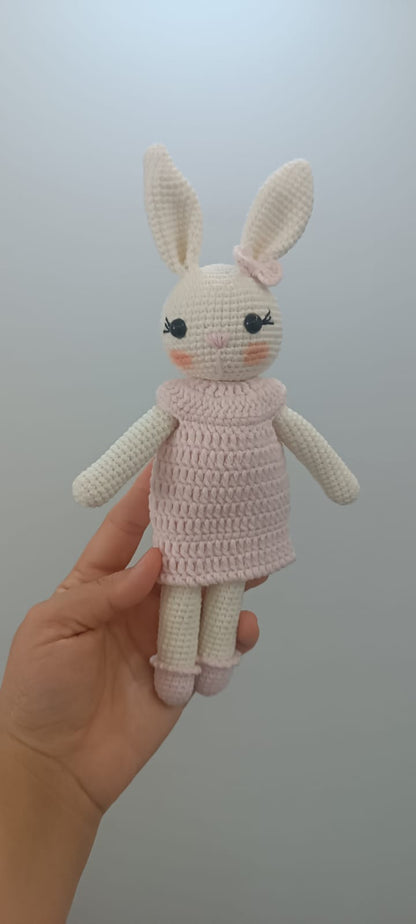 Sweet pastel crochet bunnies, ideal as keepsakes for babies and children.