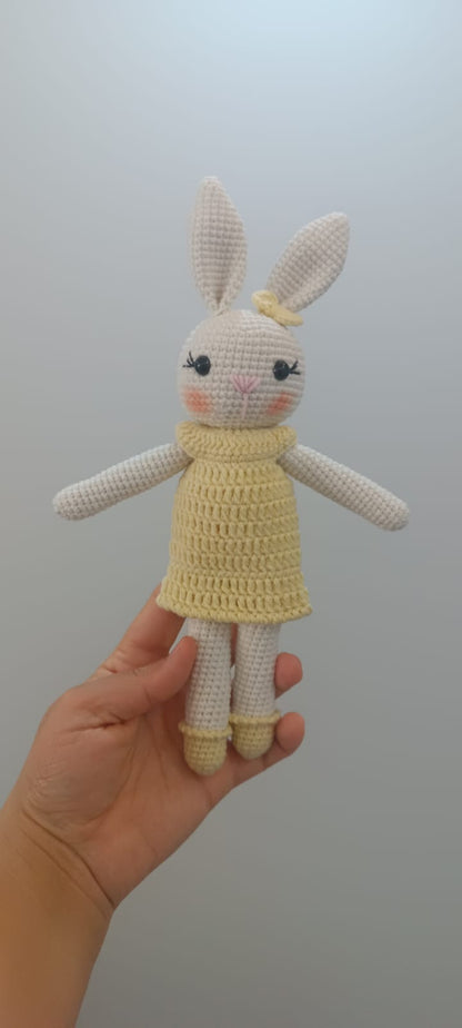 Sweet pastel crochet bunnies, ideal as keepsakes for babies and children.