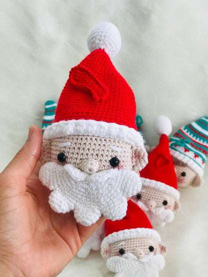 Handmade Crochet Christmas Decorations featuring Santa Claus, Elf, Pudding, Reindeer. These cute and colorful ornaments are sure to bring joy to your Christmas celebrations. Great as a gift or for adding to your own collection.