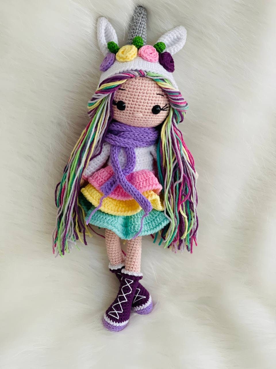 Crochet Unicorn Girl, Handmade Crochet Unicorn Doll, Amigurumi Stuffed Unicorn Toy