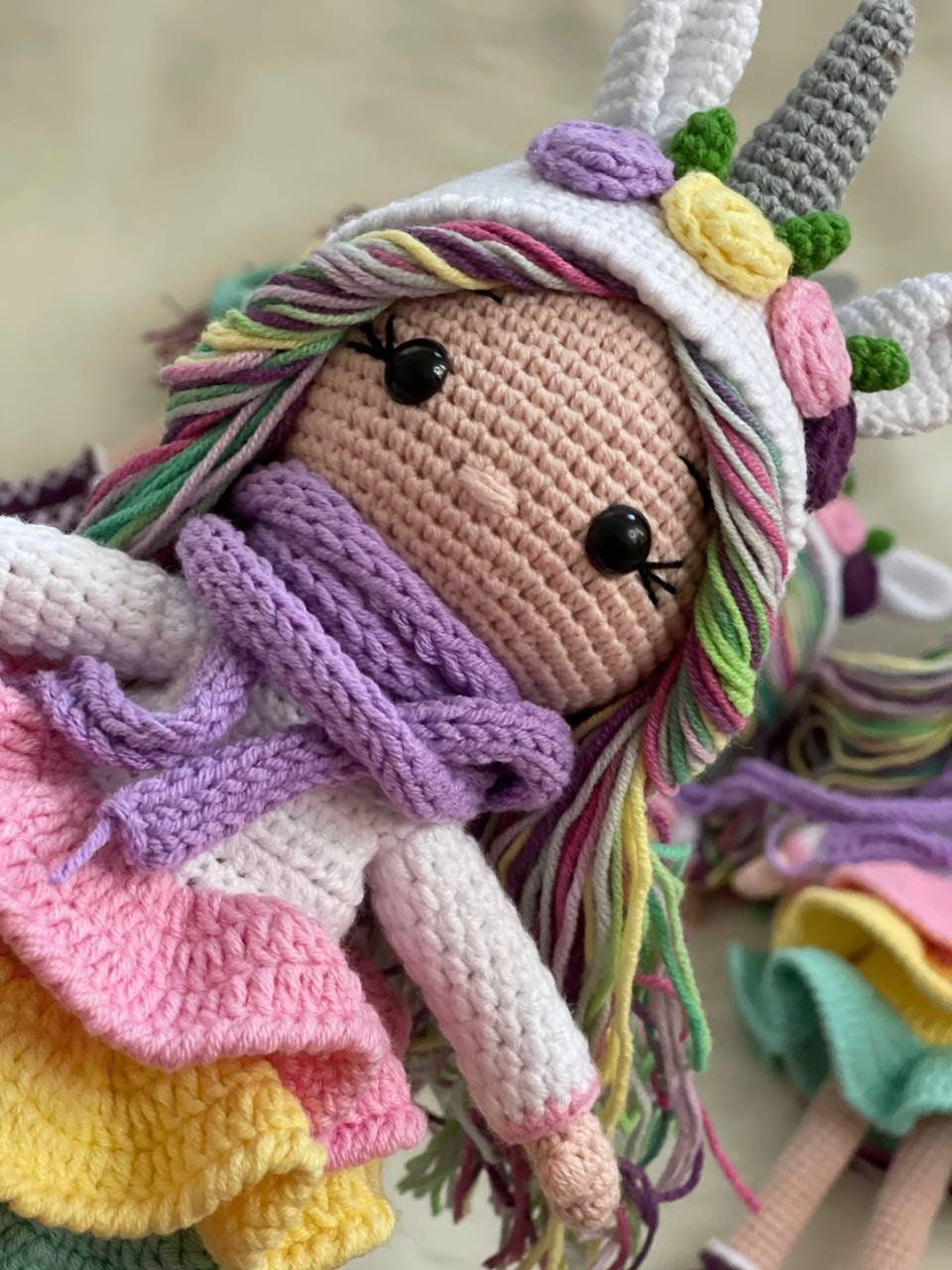 Crochet Unicorn Girl, Handmade Crochet Unicorn Doll, Amigurumi Stuffed Unicorn Toy