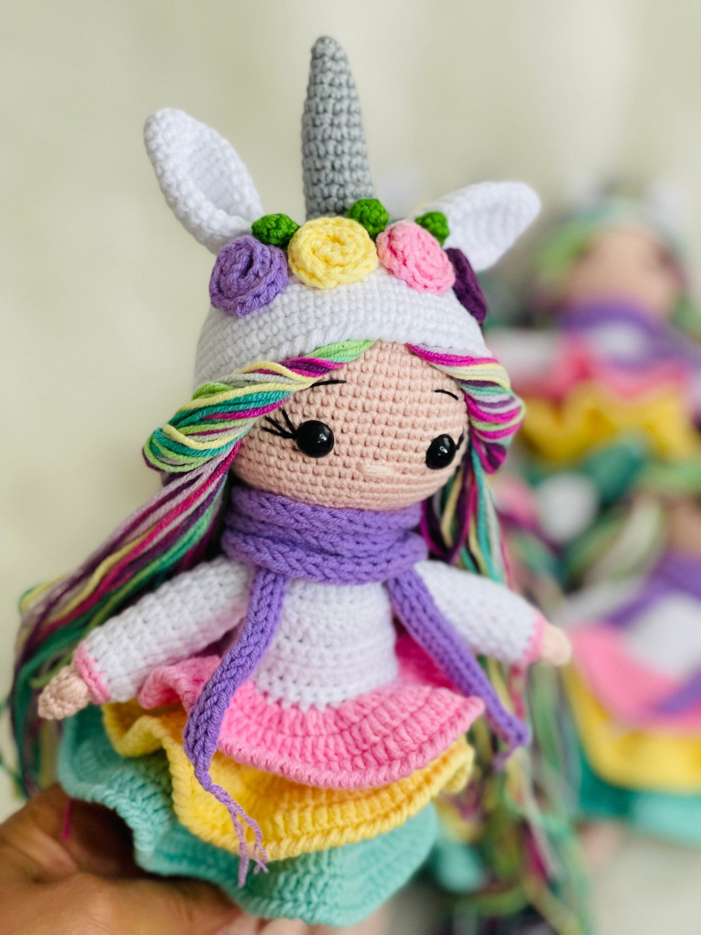 Crochet Unicorn Girl, Handmade Crochet Unicorn Doll, Amigurumi Stuffed Unicorn Toy