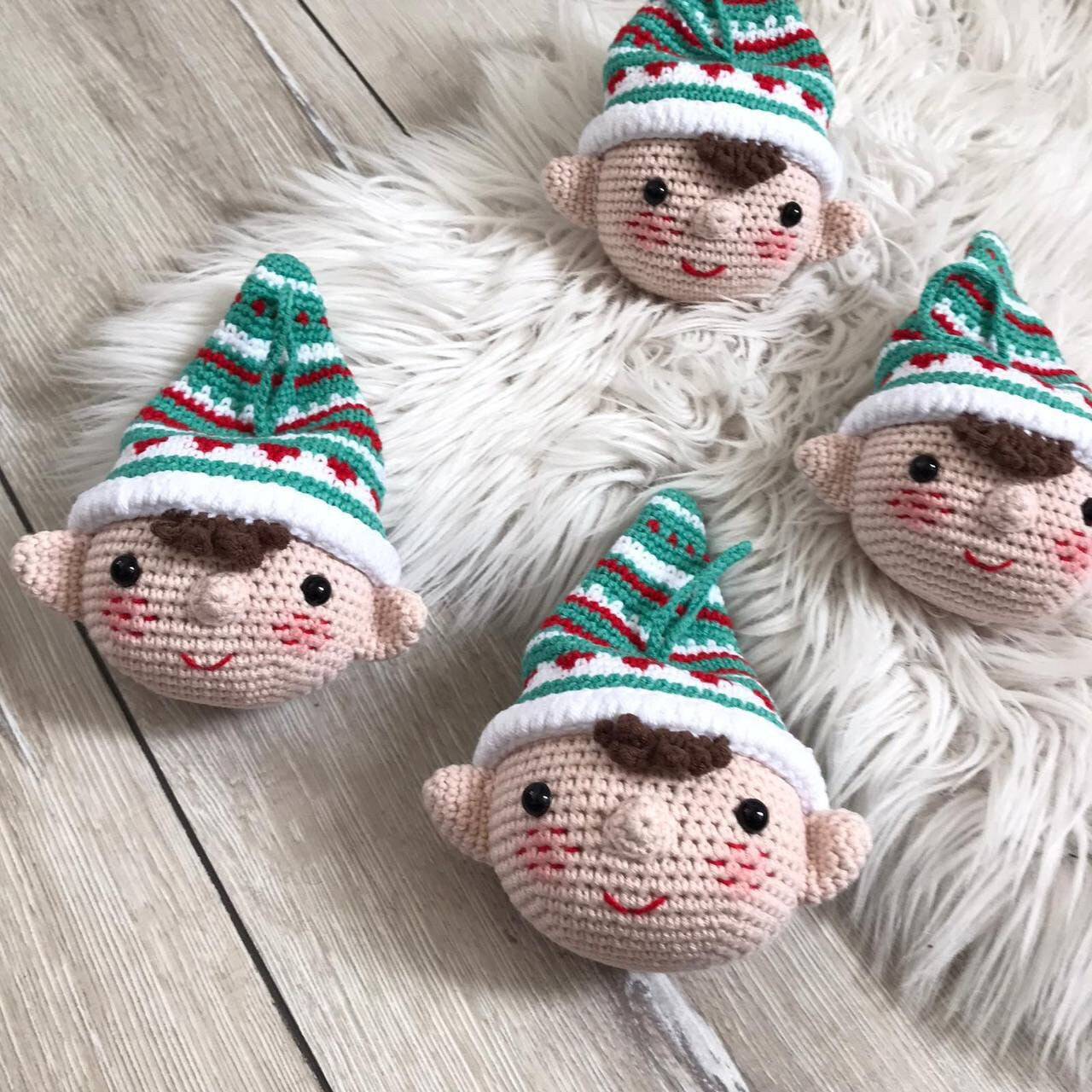 Handmade Crochet Christmas Decorations featuring Santa Claus, Elf, Pudding, Reindeer. These cute and colorful ornaments are sure to bring joy to your Christmas celebrations. Great as a gift or for adding to your own collection.