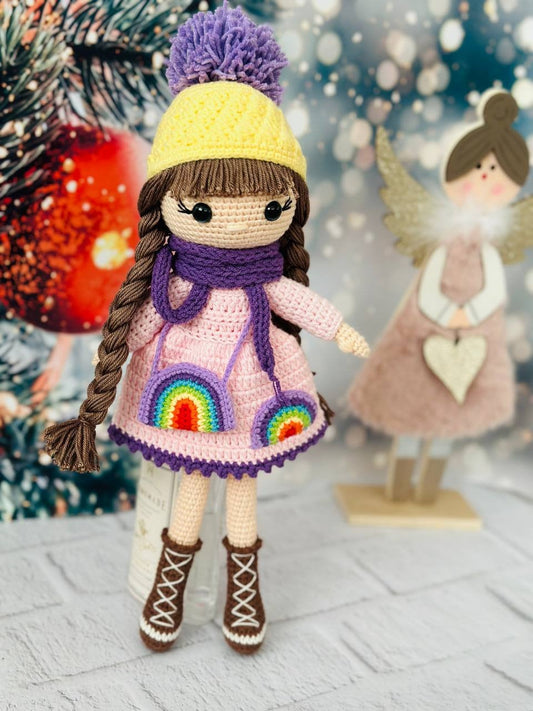 Crochet doll, winter doll, knitted winter doll, Christmas keepsake gift , crochet Christmas gift