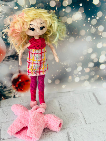 Crochet Enid Doll - Handmade Wednesday inspireCharacter Enid Inspired Amigurumi Toy, Gothic Stuffed Toy for Kids or Adults, Halloween Decor