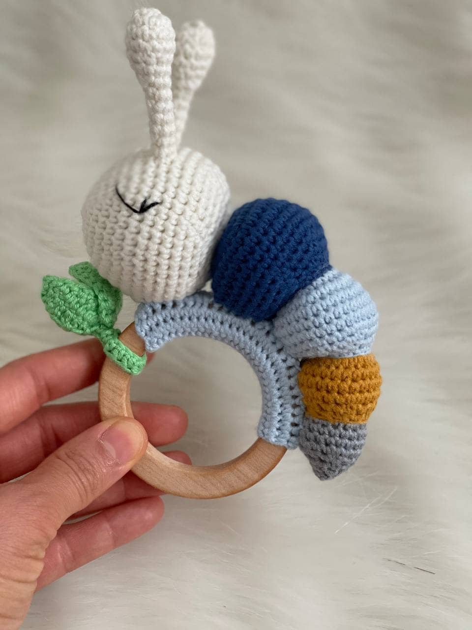 UKCA tested caterpillar toy made from organic materials, safe for babies.