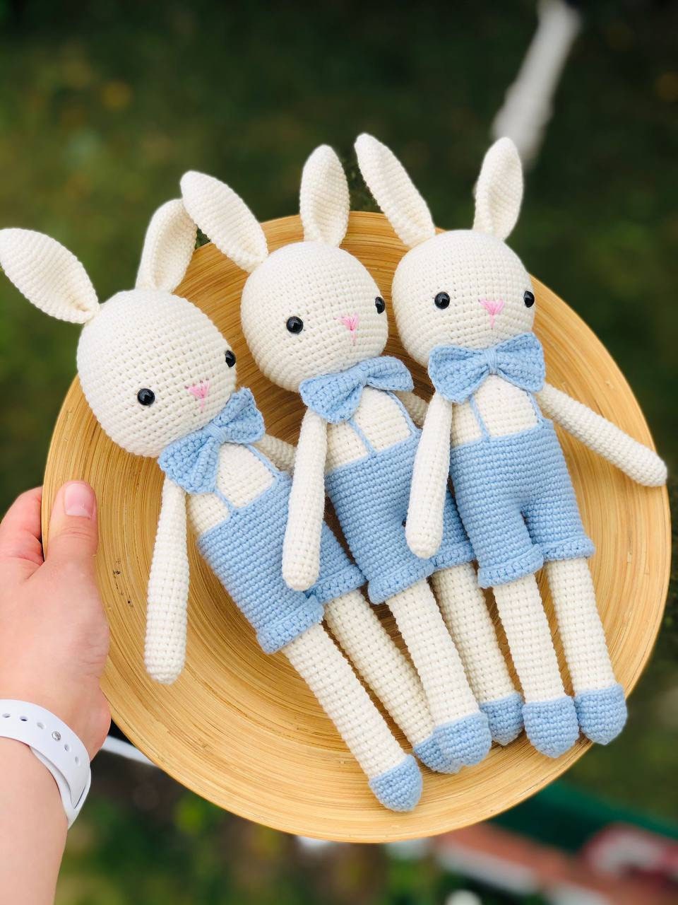 Sweet pastel crochet bunnies, ideal as keepsakes for babies and children