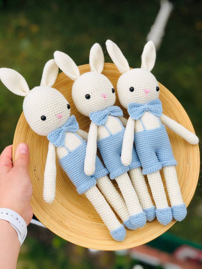 Sweet pastel crochet bunnies, ideal as keepsakes for babies and children